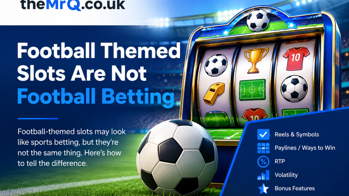 Football-themed slots and betting differences explained with casino visuals.