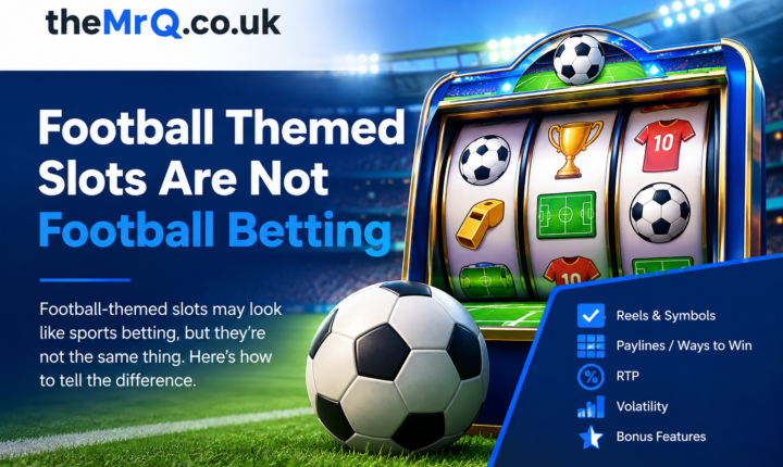 Football-themed slots and betting differences explained with casino visuals.